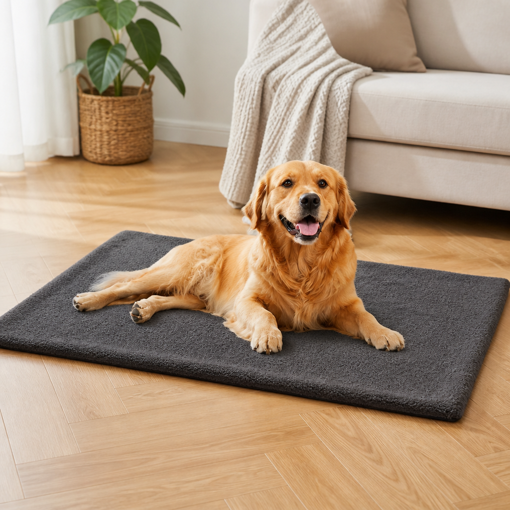 DogBedHouse Self-Heating Lambswool & Non-Slip Pet Mat (Removable Cover)
