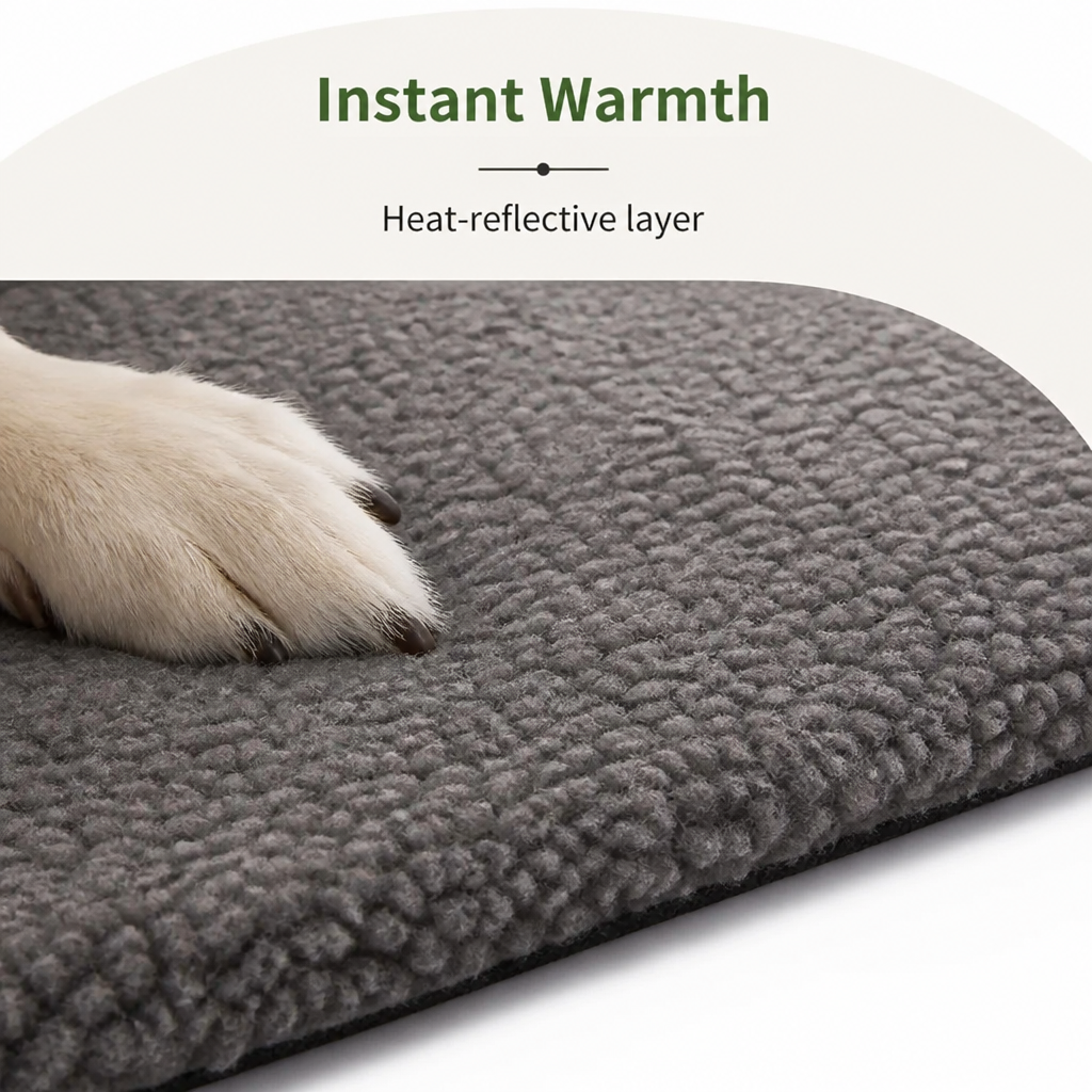 DogBedHouse Self-Heating Lambswool Non-Slip Pet Mat (Removable Cover)