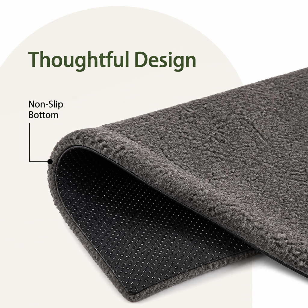 DogBedHouse Self-Heating Lambswool Non-Slip Pet Mat (Removable Cover)