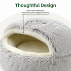DogBedHouse Self-Heating Plush Semi-Enclosed Round Pet Bed (2-in-1 For Cats & Puppies)