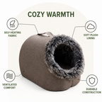 DogBedHouse Self-Warming Coral Velvet Pet Cave Bed
