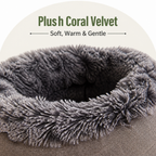 DogBedHouse Self-Warming Coral Velvet Pet Cave Bed