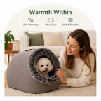 DogBedHouse Self-Warming Coral Velvet Pet Cave Bed