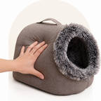 DogBedHouse Self-Warming Coral Velvet Pet Cave Bed