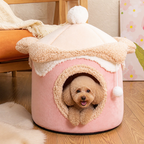 DogBedHouse Self-Warming Coral Velvet Pet Tent Bed