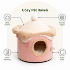 DogBedHouse Self-Warming Coral Velvet Pet Tent Bed