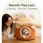 DogBedHouse Self-Warming Coral Velvet Pet Tent Bed