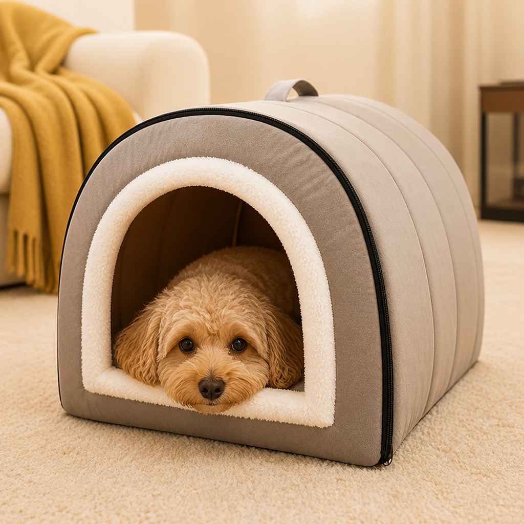DogBedHouse Self-Warming Cozy Pet Cave Bed