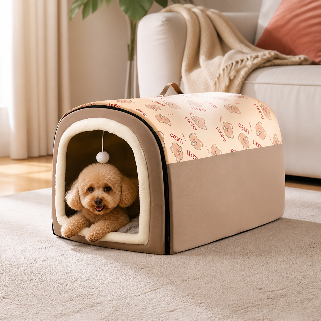 DogBedHouse Self-Warming Cozy Pet Cave Bed