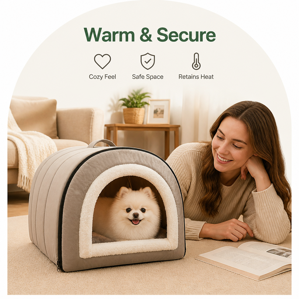 DogBedHouse Self-Warming Cozy Pet Cave Bed