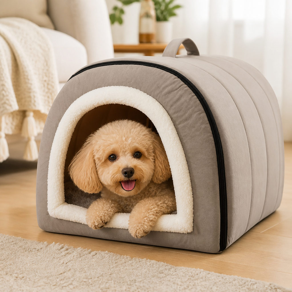DogBedHouse Self-Warming Cozy Pet Cave Bed