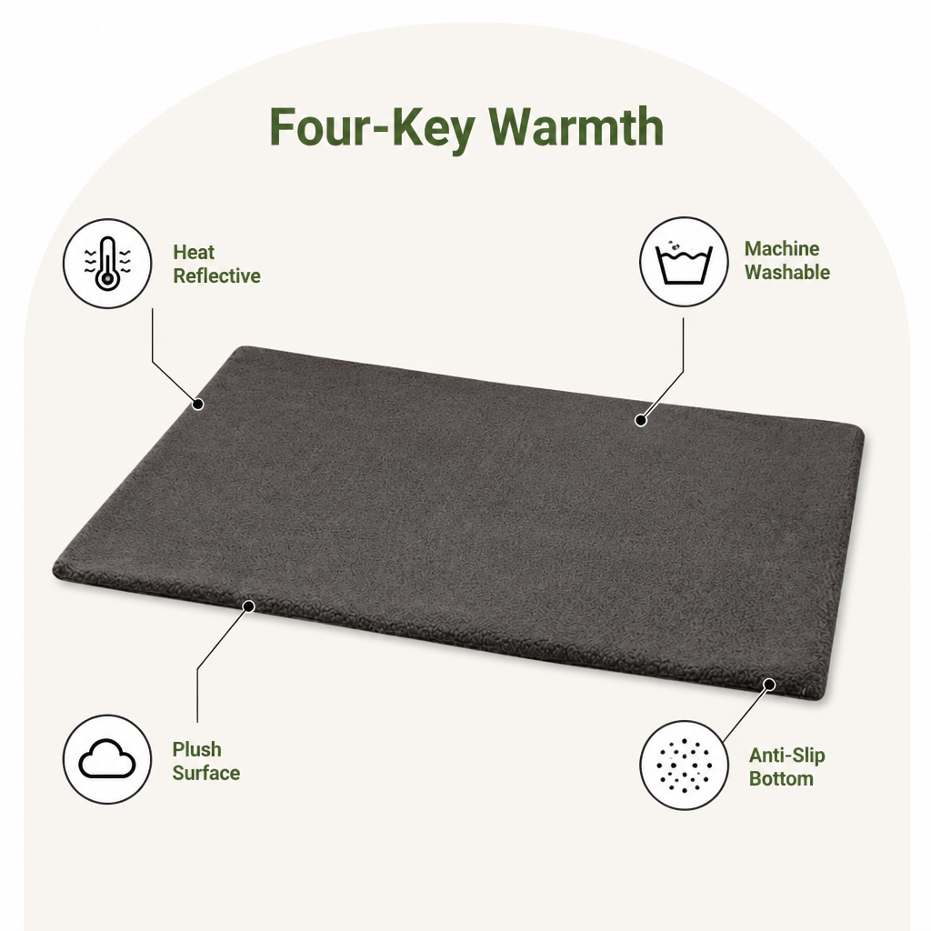 DogBedHouse Self-Warming Lambswool Non-Slip Pet Mat