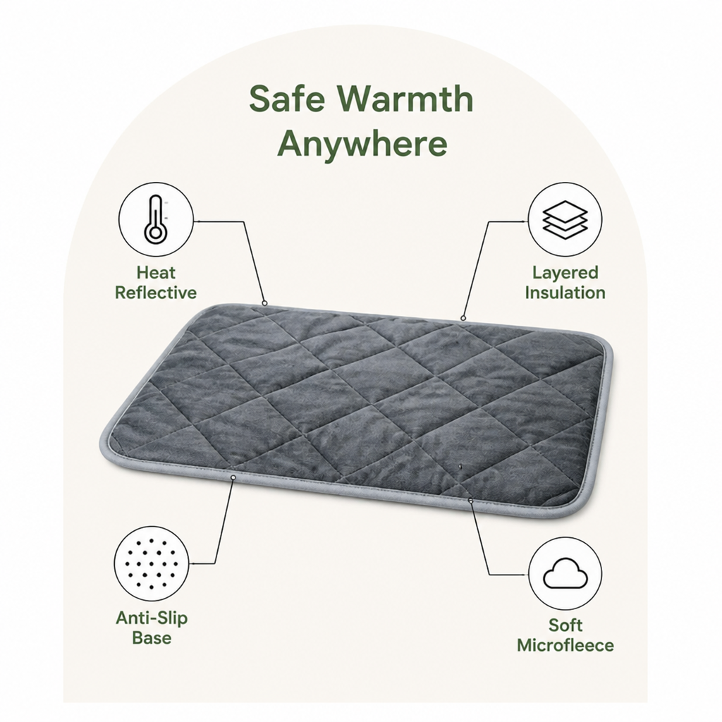 DogBedHouse Self-Warming Microfleece & Anti-Slip Pet Pad