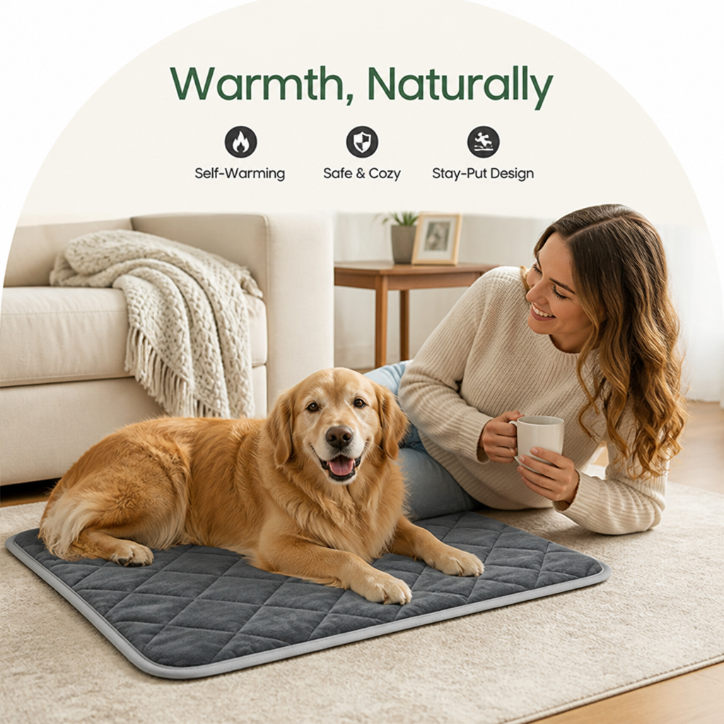 DogBedHouse Self-Warming Microfleece & Anti-Slip Pet Pad