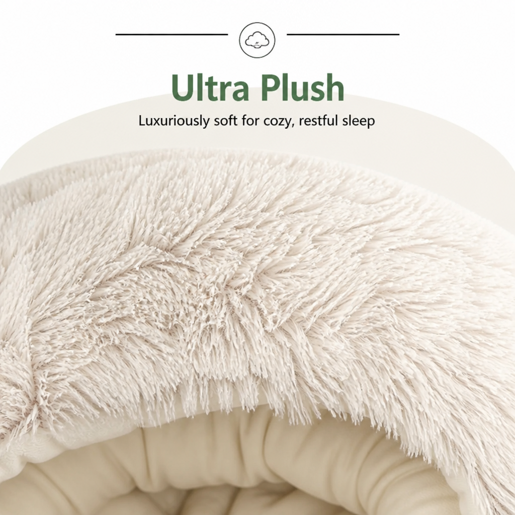 DogBedHouse Self-Warming Plush & Convertible Round Nest Bed (40cm)