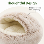 DogBedHouse Self-Warming Plush & Convertible Round Nest Bed (40cm)