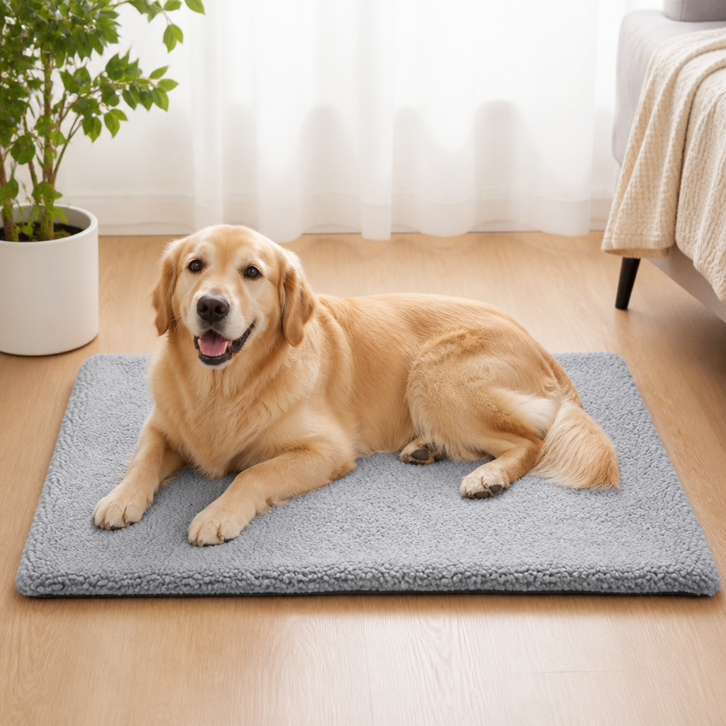DogBedHouse Self-Warming Plush Faux Fur Pet Mat (Machine Washable)