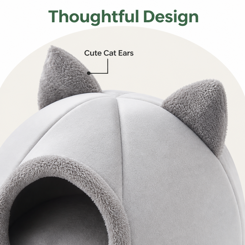 DogBedHouse Semi-Closed Non-Slip Cat Bed (Removable Cushion)