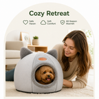 DogBedHouse Semi-Closed Non-Slip Cat Bed (Removable Cushion)