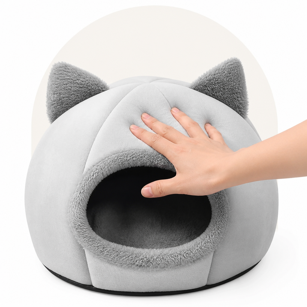 DogBedHouse Semi-Closed Non-Slip Cat Bed (Removable Cushion)