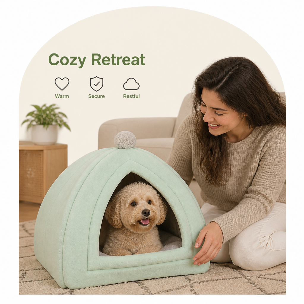 DogBedHouse Semi-Closed Plush Fleece Pet Nest (Machine Washable)