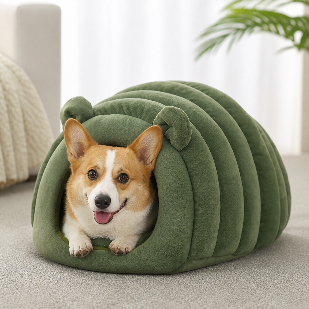 DogBedHouse Semi-Closed Sherpa Plush Pet Nest