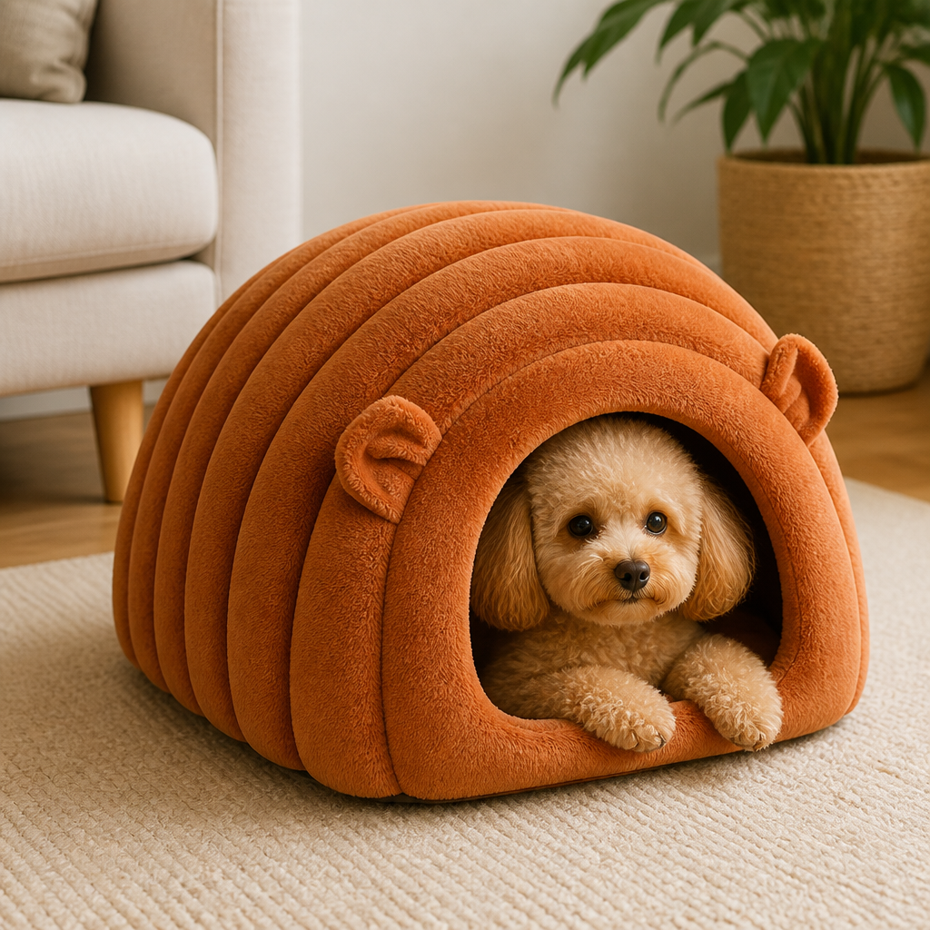 DogBedHouse Semi-Closed Sherpa Plush Pet Nest