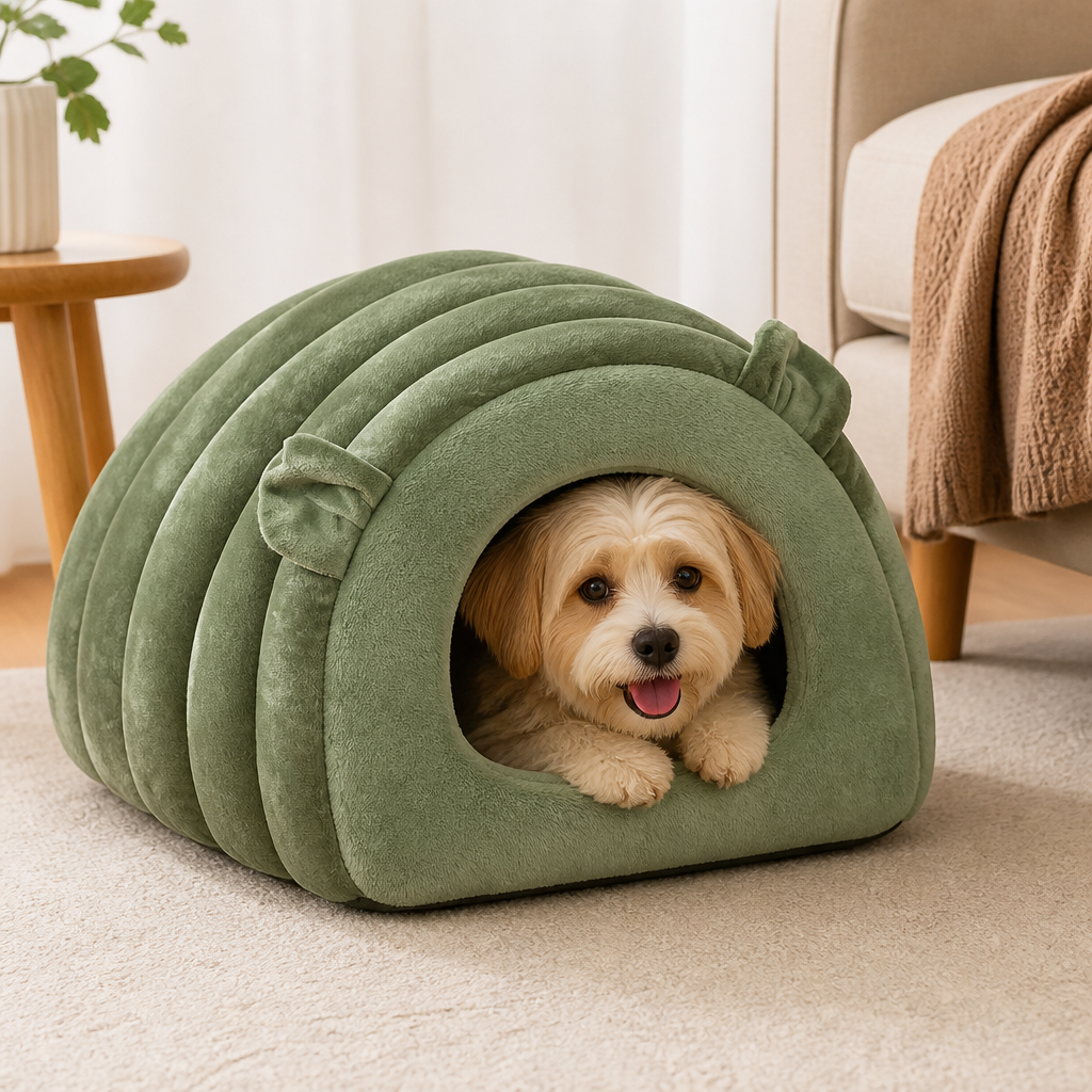 DogBedHouse Semi-Closed Sherpa Plush Pet Nest