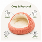 DogBedHouse Semi-Enclosed Plush Pet Bed (Removable Washable Pad)