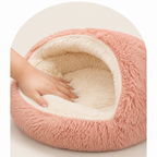 DogBedHouse Semi-Enclosed Plush Pet Bed (Removable Washable Pad)