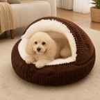 DogBedHouse Semi-Enclosed Plush Pet Bed (Removable Washable Pad)