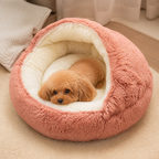 DogBedHouse Semi-Enclosed Plush Pet Bed (Removable Washable Pad)