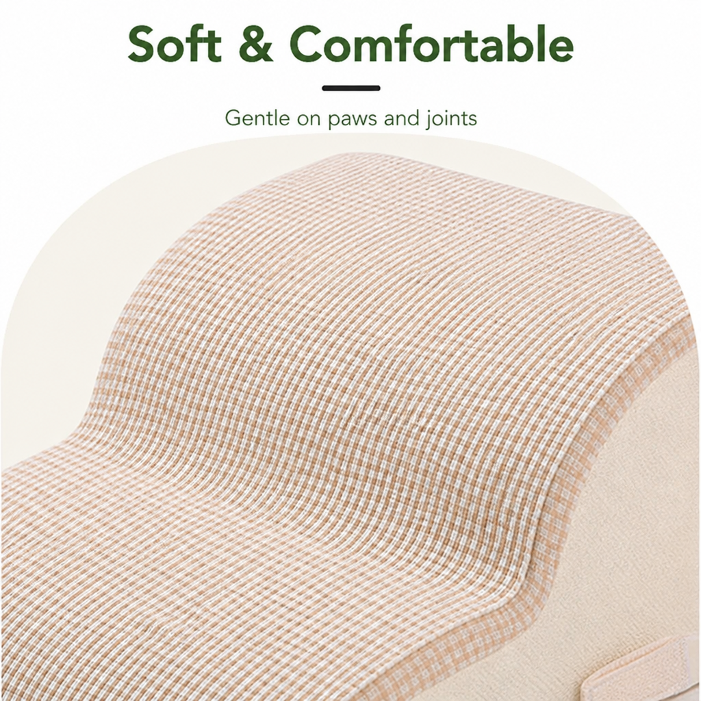 DogBedHouse Senior-Friendly Soft Foam 3-Step Pet Stairs