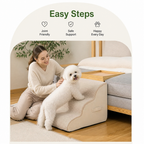 DogBedHouse Senior-Friendly Soft Foam 3-Step Pet Stairs