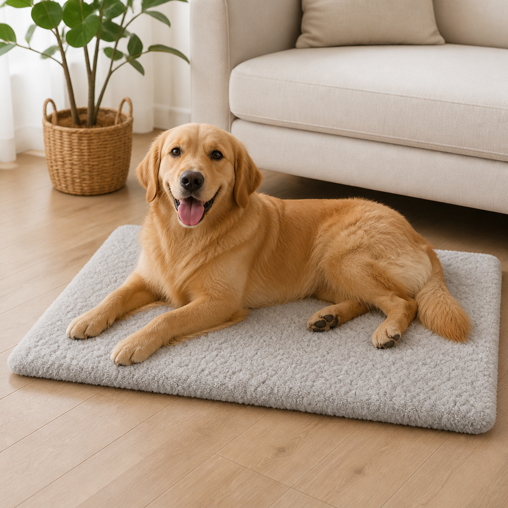 DogBedHouse Short Plush & High-Elastic Wave Sponge Dog Bed (Removable Washable Cover)