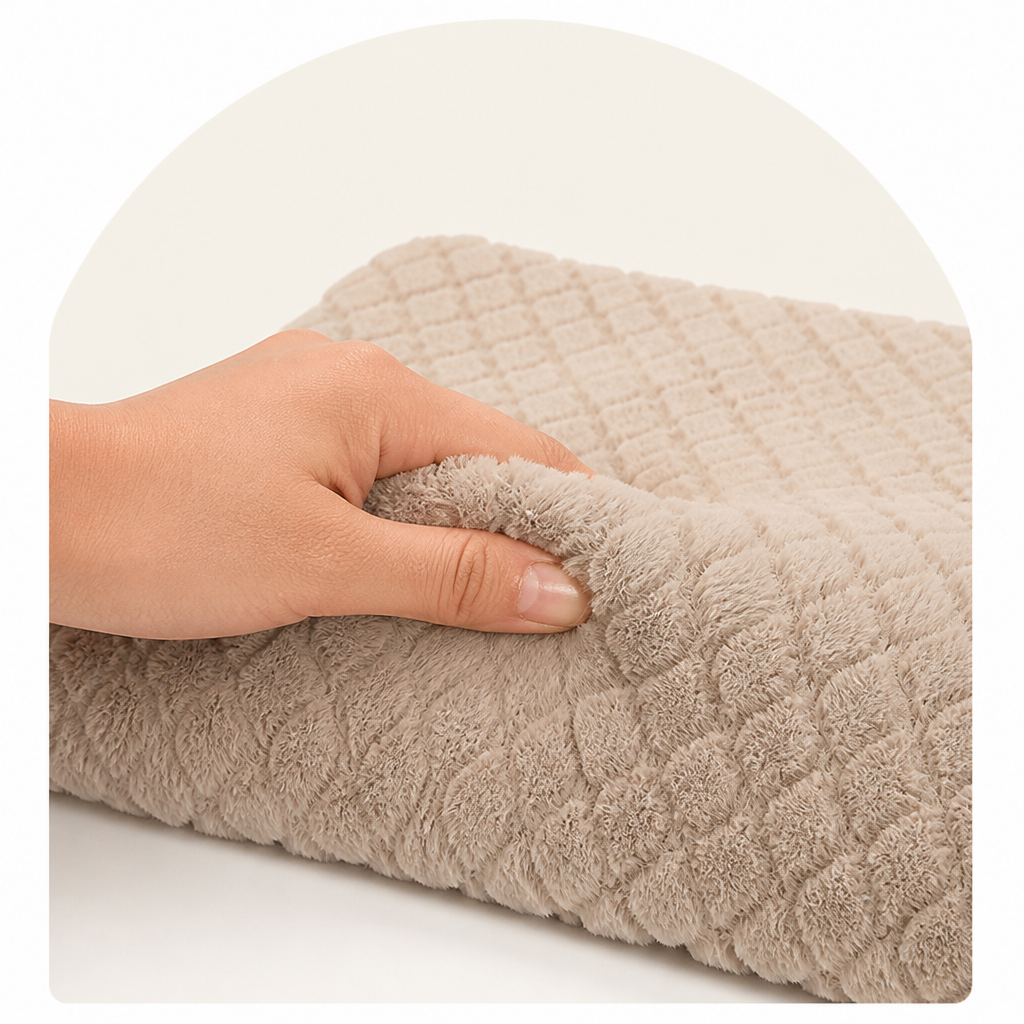 DogBedHouse Short Plush & High-Elastic Wave Sponge Dog Bed (Removable Washable Cover)