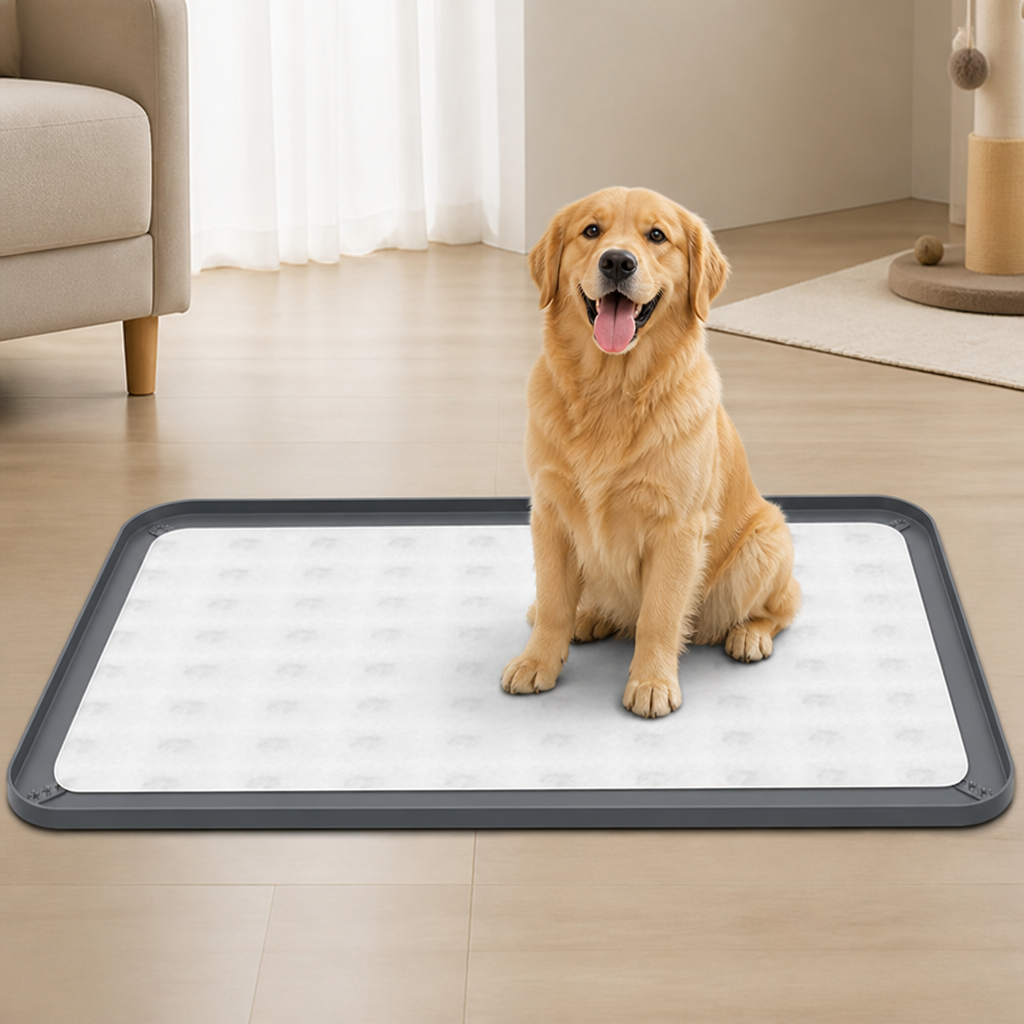DogBedHouse Silicone Raised-Edge Non-Slip Pee Pad Holder (Corner Snaps)