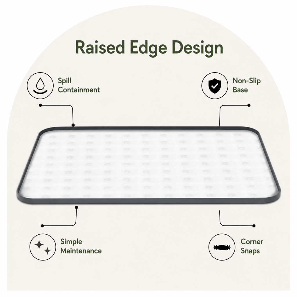 DogBedHouse Silicone Raised-Edge Non-Slip Pee Pad Holder (Corner Snaps)