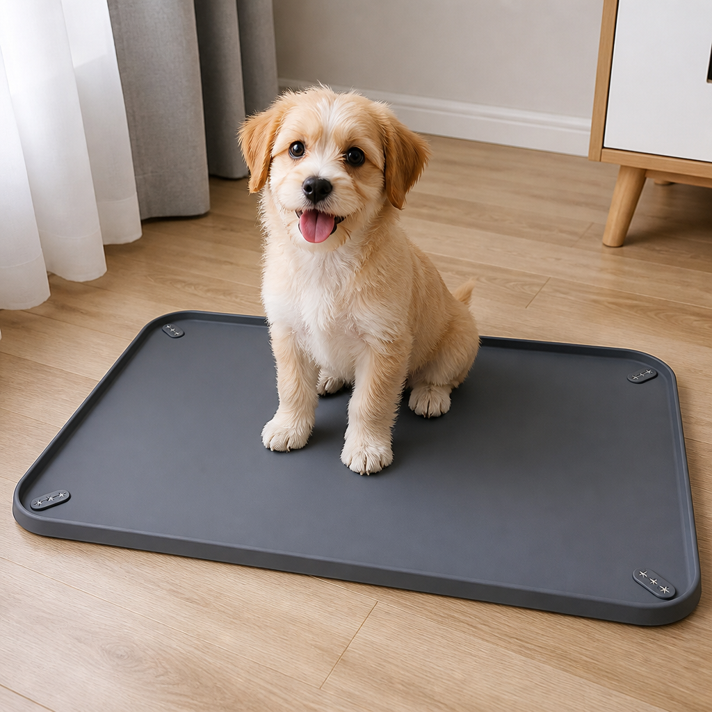 DogBedHouse Silicone Raised-Edge Non-Slip Pee Pad Holder (Corner Snaps)