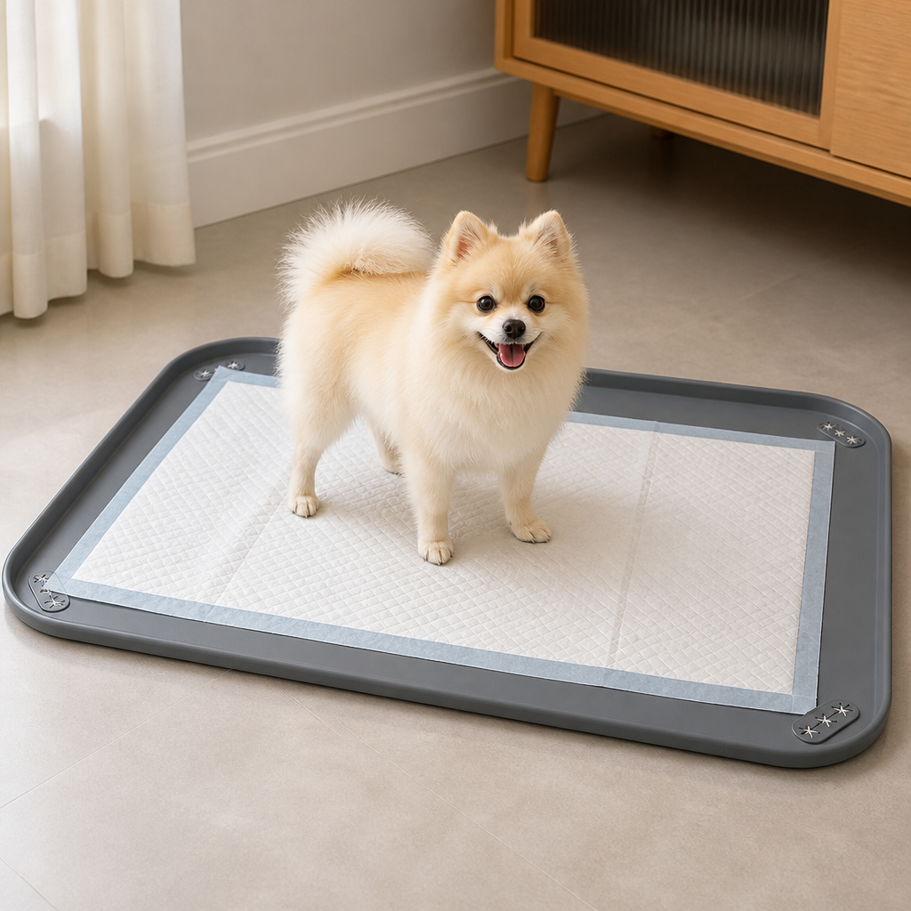 DogBedHouse Silicone Raised-Edge Non-Slip Pee Pad Holder (Corner Snaps)