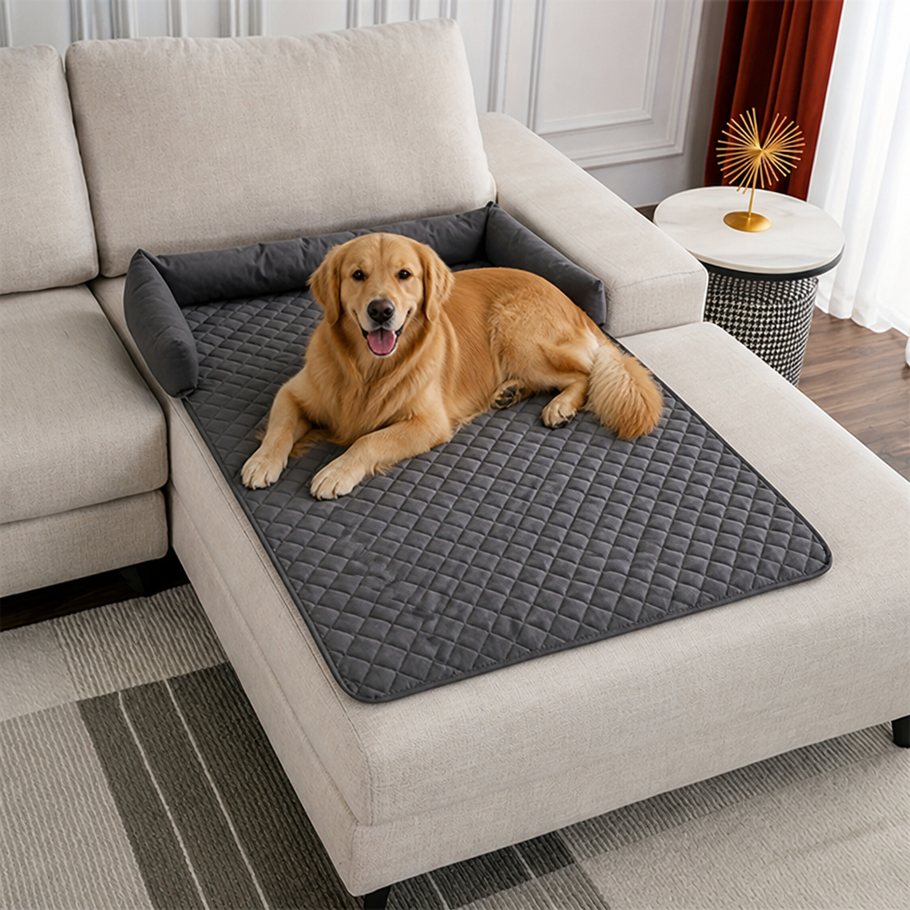 DogBedHouse Slip-Resistant & Waterproof Bolster Bed (Removable Bolsters & Washable Cover)