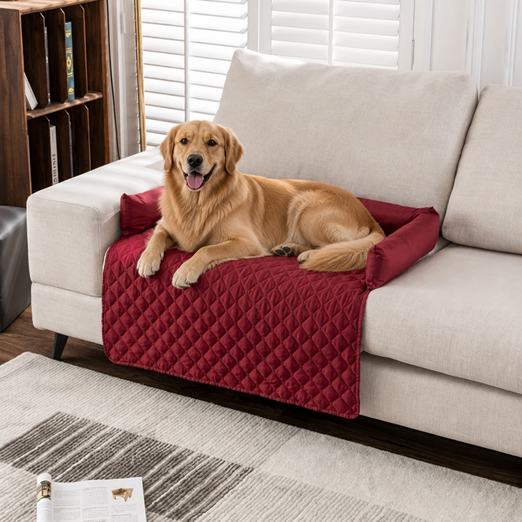 DogBedHouse Slip-Resistant & Waterproof Bolster Bed (Removable Bolsters & Washable Cover)