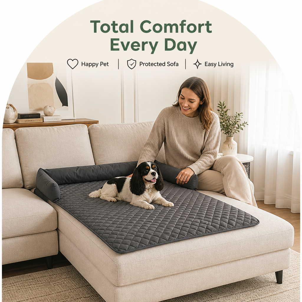 DogBedHouse Slip-Resistant & Waterproof Bolster Bed (Removable Bolsters & Washable Cover)