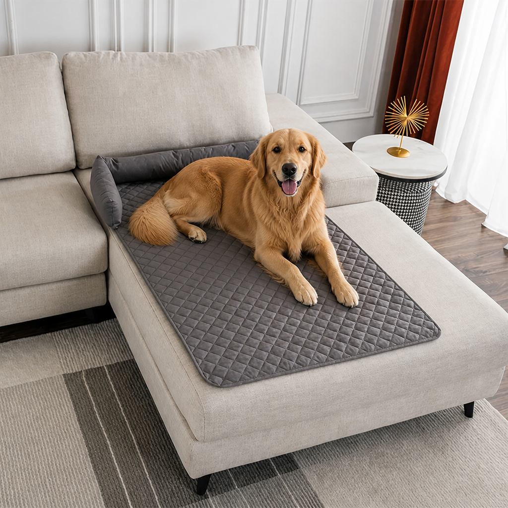 DogBedHouse Slip-Resistant & Waterproof Bolster Bed (Removable Bolsters & Washable Cover)