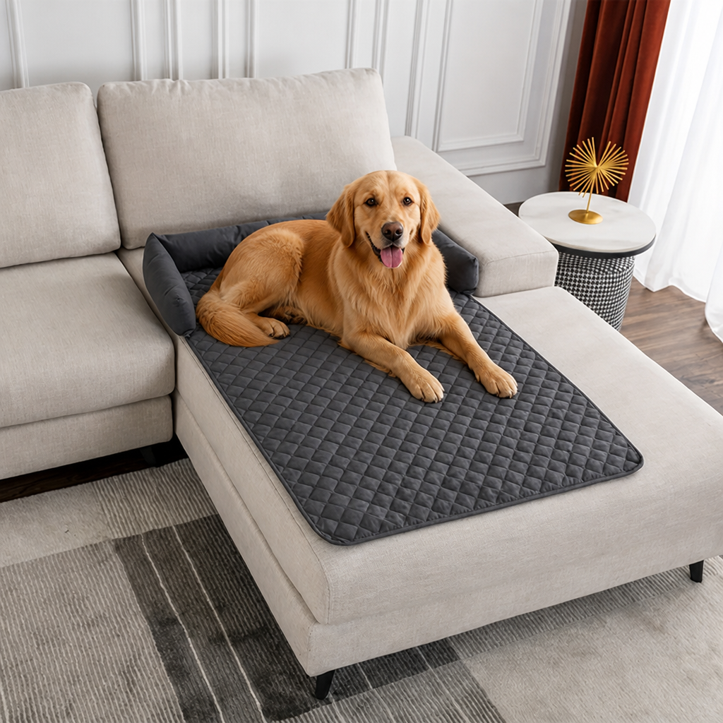 DogBedHouse Slip-Resistant & Waterproof Bolster Bed (Removable Bolsters & Washable Cover)