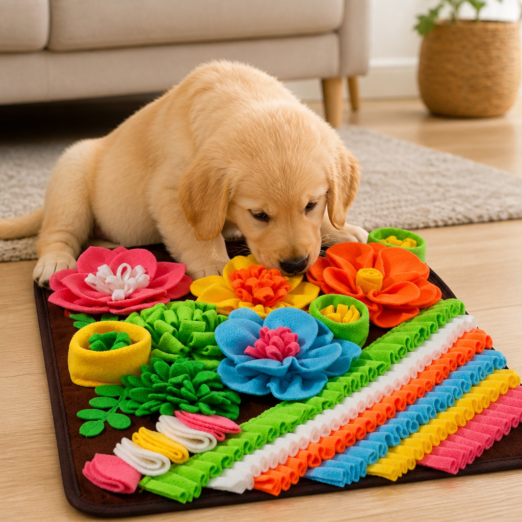DogBedHouse Soft Fleece & Slow-Feeding Dog Puzzle Mat