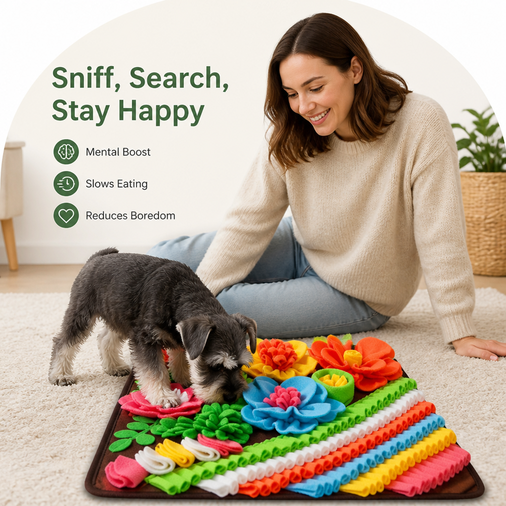 DogBedHouse Soft Fleece & Slow-Feeding Dog Puzzle Mat