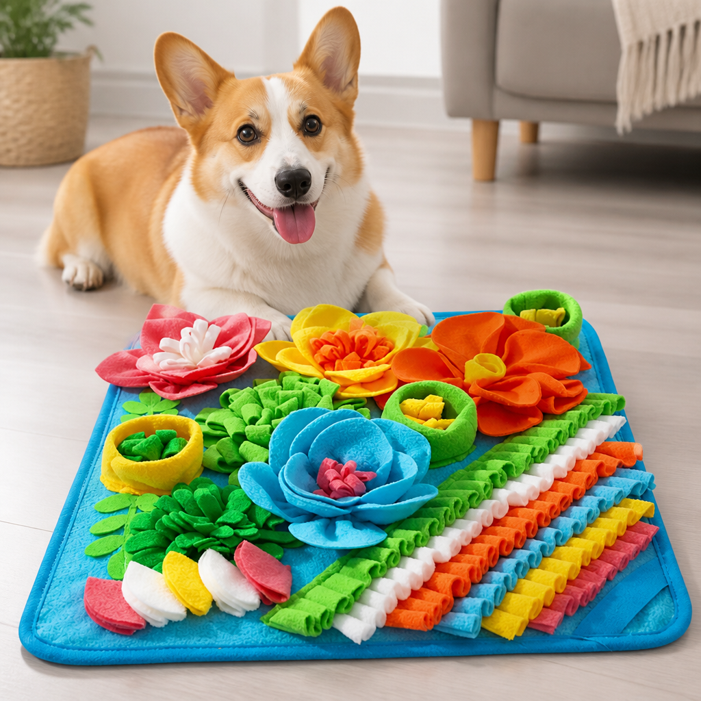 DogBedHouse Soft Fleece & Slow-Feeding Dog Puzzle Mat