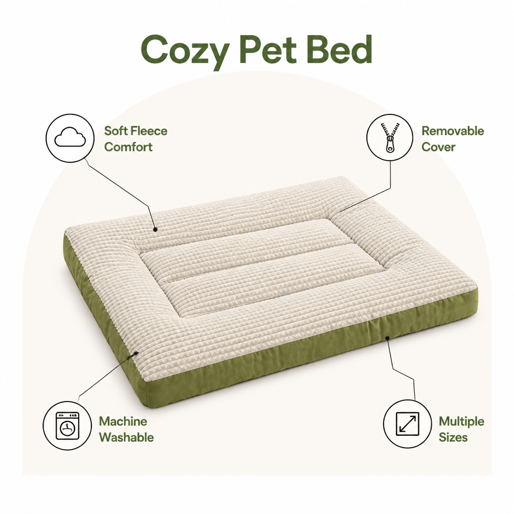 DogBedHouse Soft Fleece & Washable Dog Bed (Removable Cover)