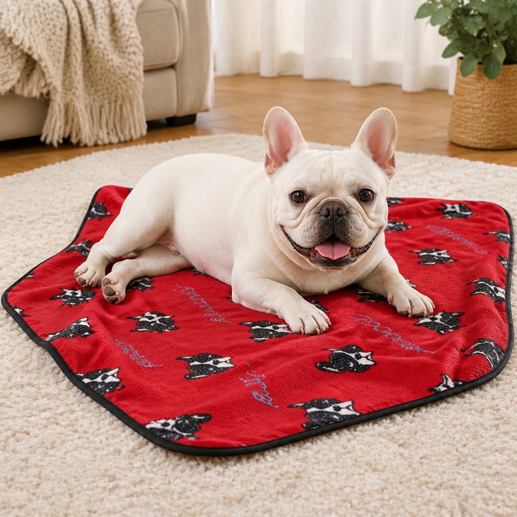 DogBedHouse Soft Fleece Washable Pet Blanket (Bulldog & Bull Terrier Prints)